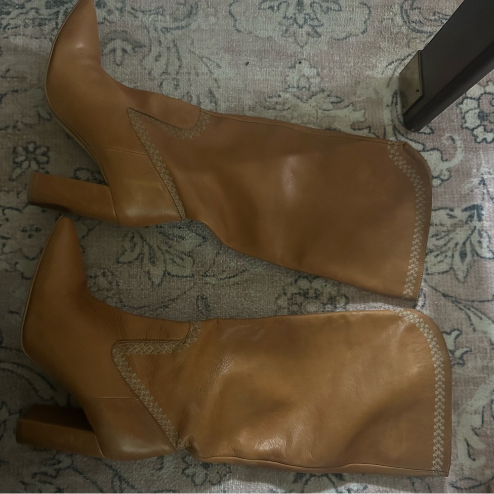 Anthropologie Tan Heeled Boots Classic Design